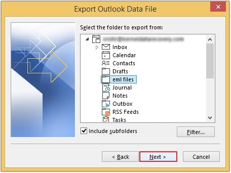 Select EML file and press Next