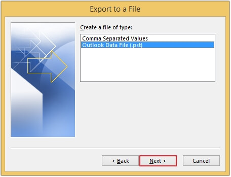 Choose Outlook Data File