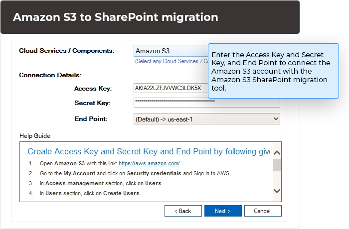 Connect Amazon S3 account