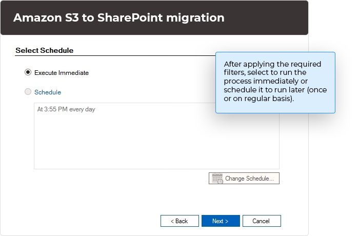 Schedule migration process