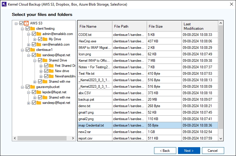 Select AWS S3 buckets