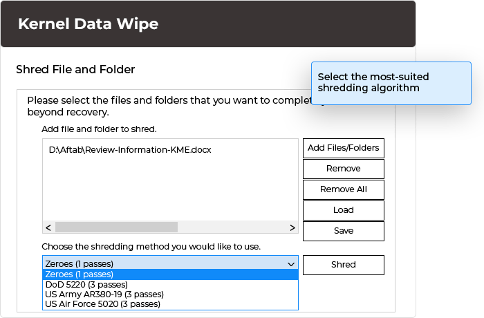 Select the Data Wipe Software