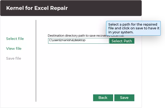 Save repaired healthy Excel files in a destined folder