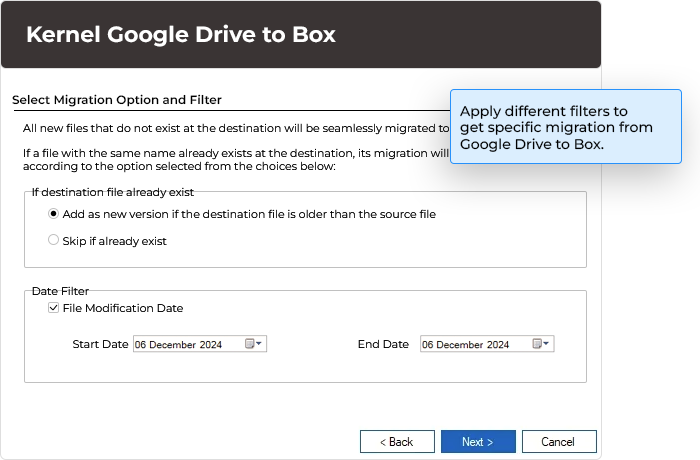 Filter for specific migration