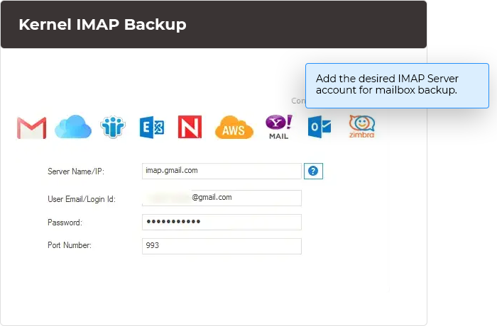 Add the IMAP account for backup.
