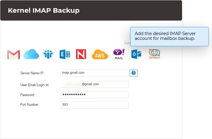 Add the IMAP account for backup.