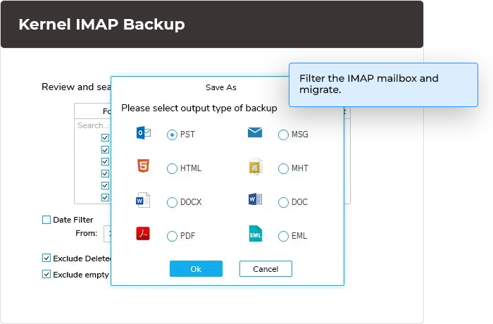 Save IMAP mailbox to the preferred format.