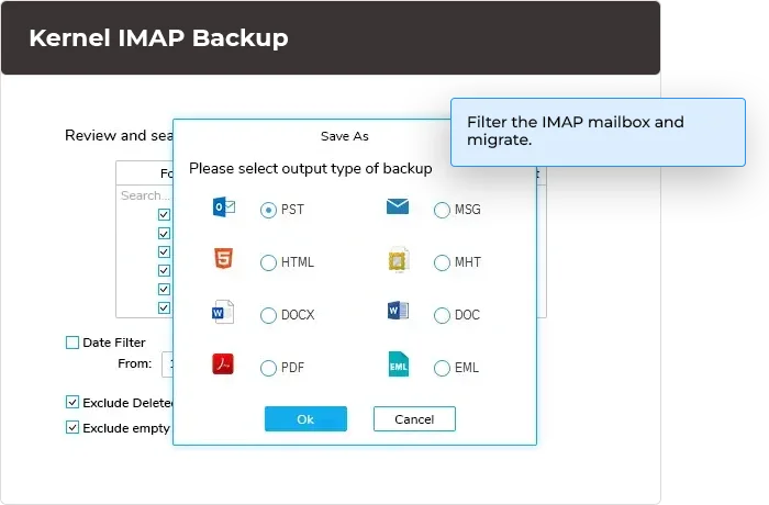 Save IMAP mailbox to the preferred format.