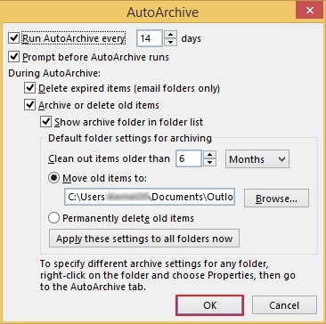 Click AutoArchive Settings