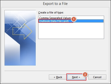 Select Outlook Data File(.pst)