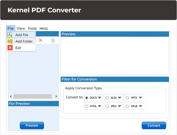 Select PDF files or folders