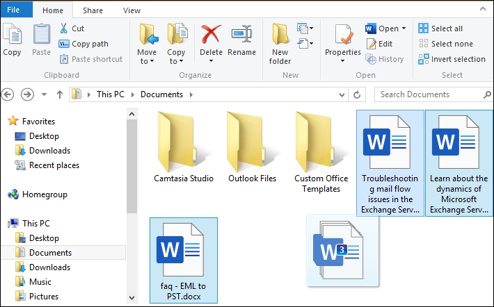 Select the files and folders
