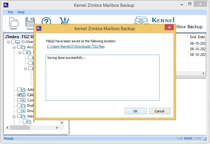 Kernel Zimbra mailboxe Backup Tool