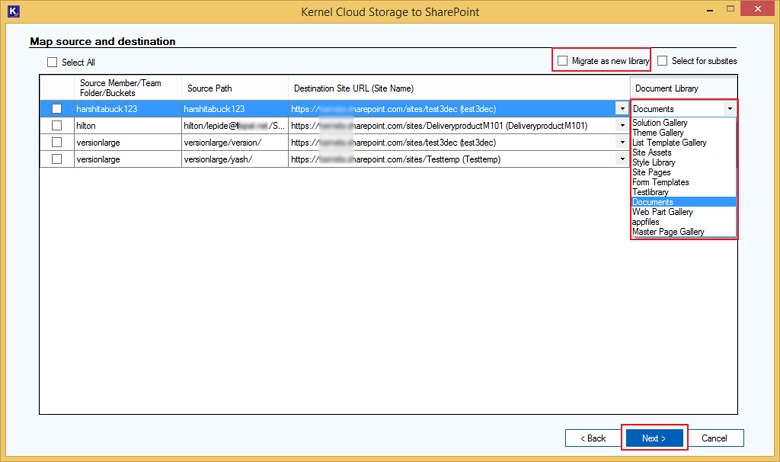 Select Document library