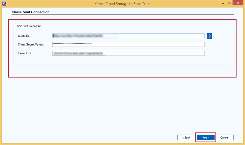 Provide the SharePoint Credentials