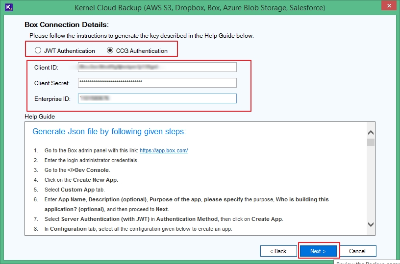 Select Authentication mode