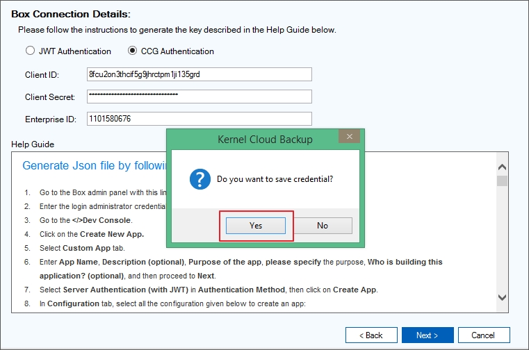 Save credentials for future use