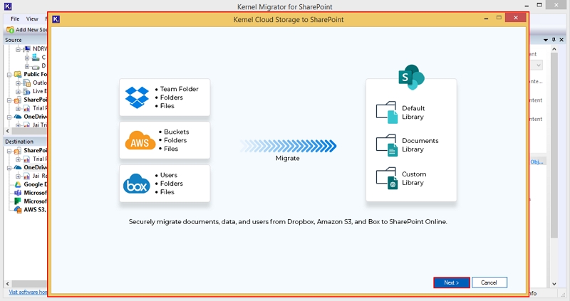 Migrate documents, data from Box to SharePoint