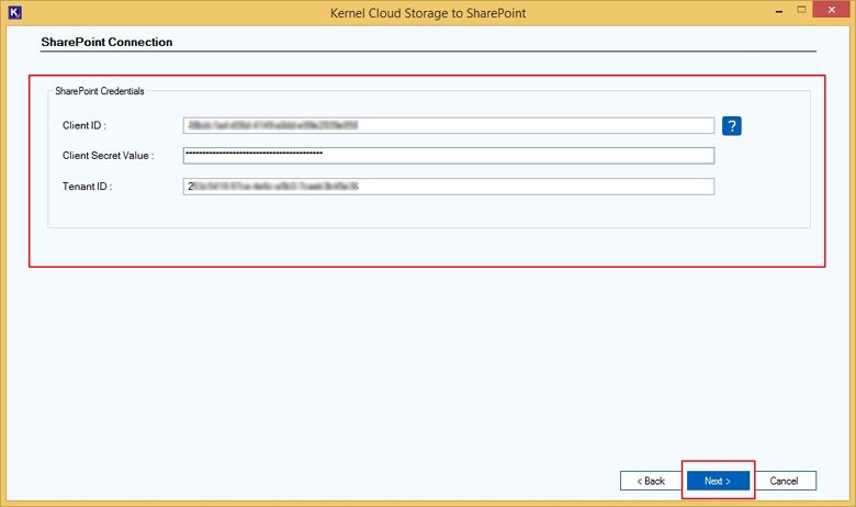 Provide the SharePoint Credentials