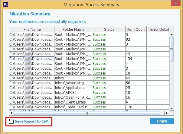 Restore report in CSV format