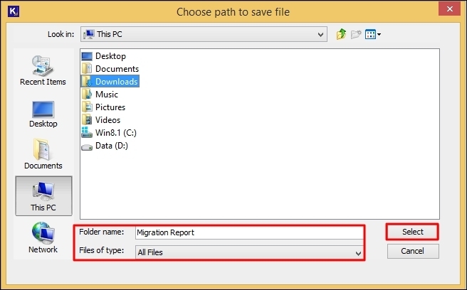 Select a folder to save CSV file