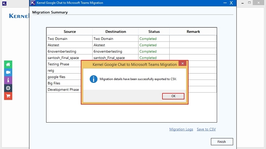 CSV file is saved