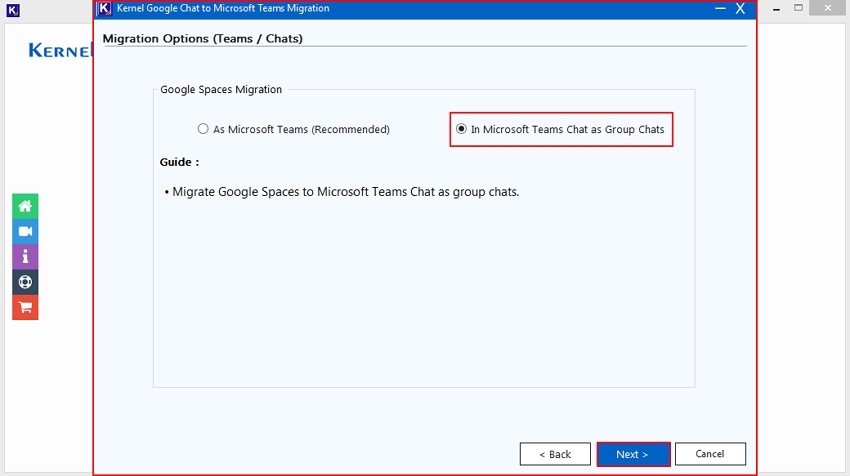 For migrating selected users Google Chat Spaces as Group Chat