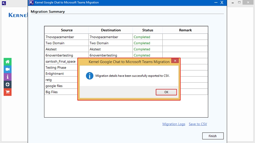 CSV file is saved