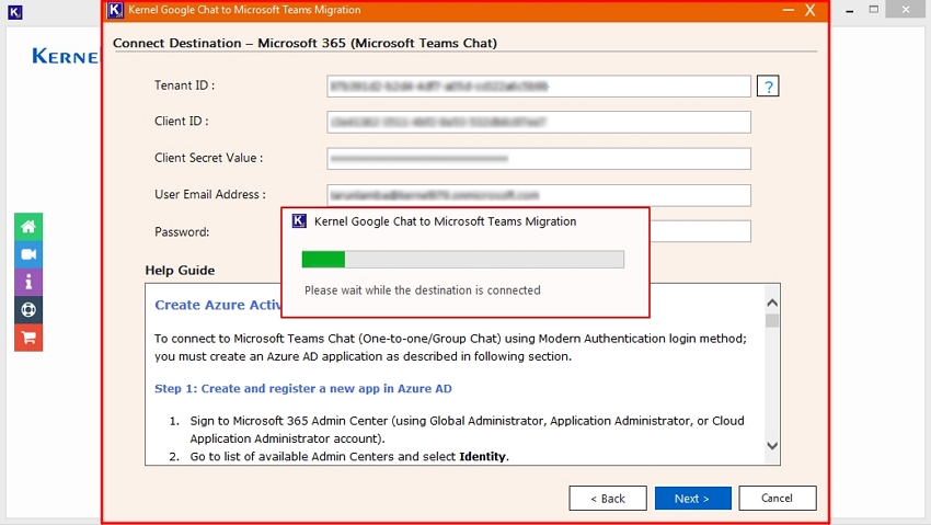 Now mapping the destination Microsoft 365 account with the software 