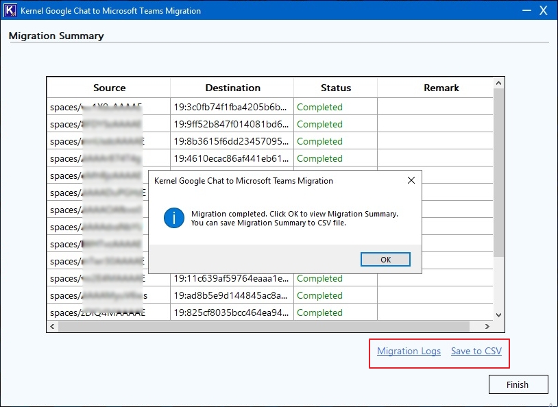 Download the migration summary report in CSV