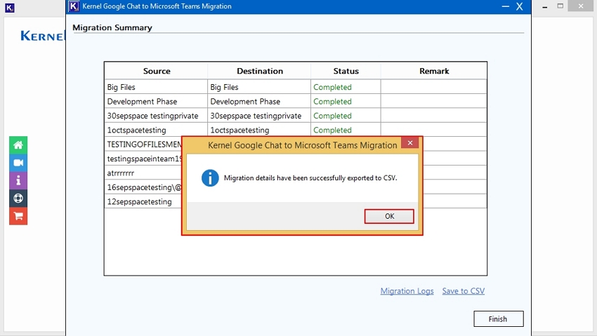 CSV file is saved