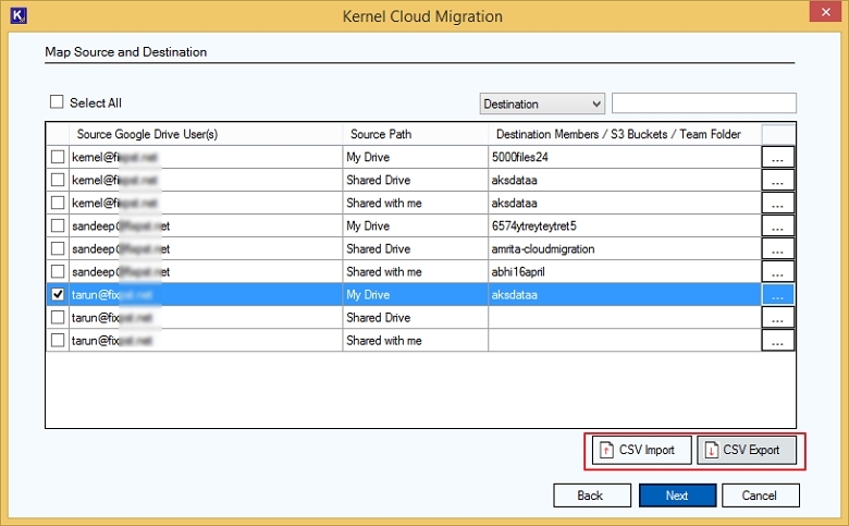 Export the mapping to a CSV file