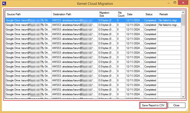 Save the report as a CSV file