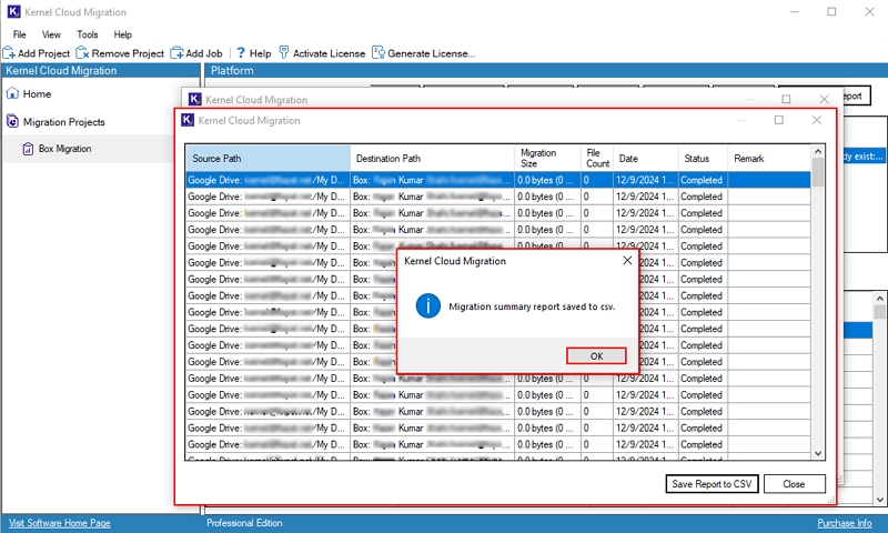 Migration summary report saved to CSV