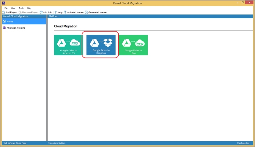 Launch Kernel Google Drive to Dropbox migration