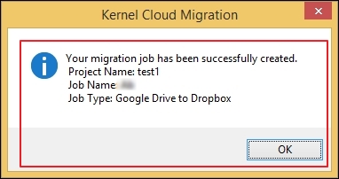 Your migration job has been successfully created