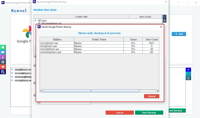 software will start the backup process