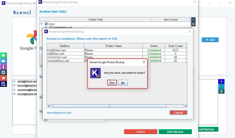 finish the backup process