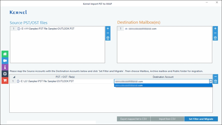  Select Destination Account 