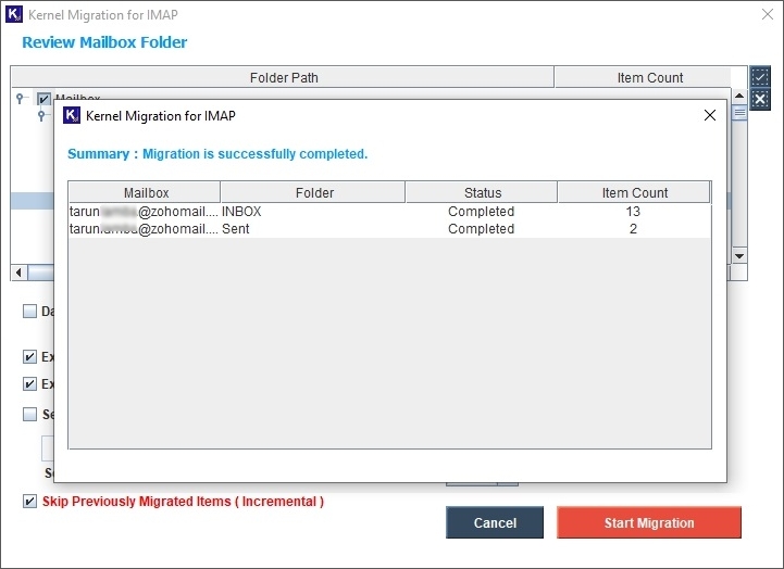 IMAP migration is completed.