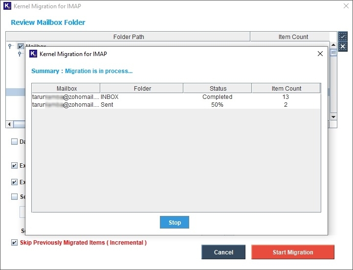 IMAP migration is running.