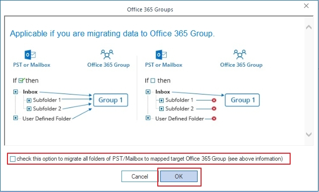 Migrate all folders of PST/Mailbox to mapped target Office 365 group