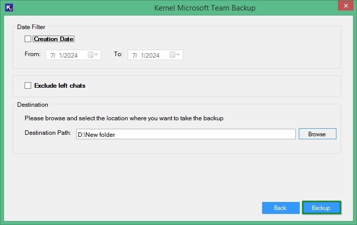 add destination path where want to save backup