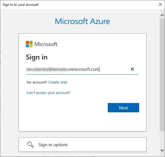 sign in to Microsoft Azure