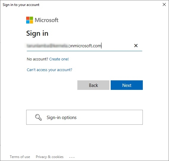 Sign in to the Microsoft account as Global Administrator