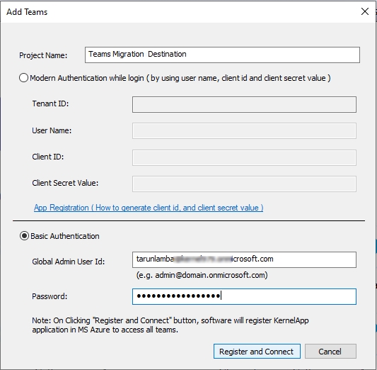 Basic Authentication for destination