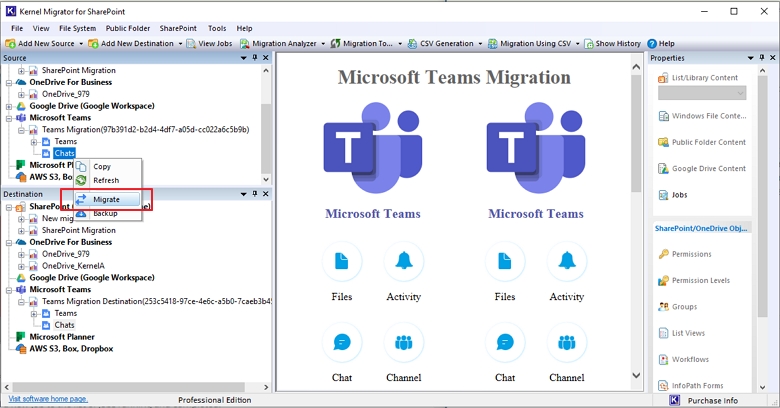 Migrate Teams chat to destination