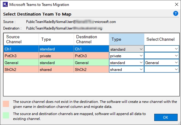 View mapped source and destination channels 