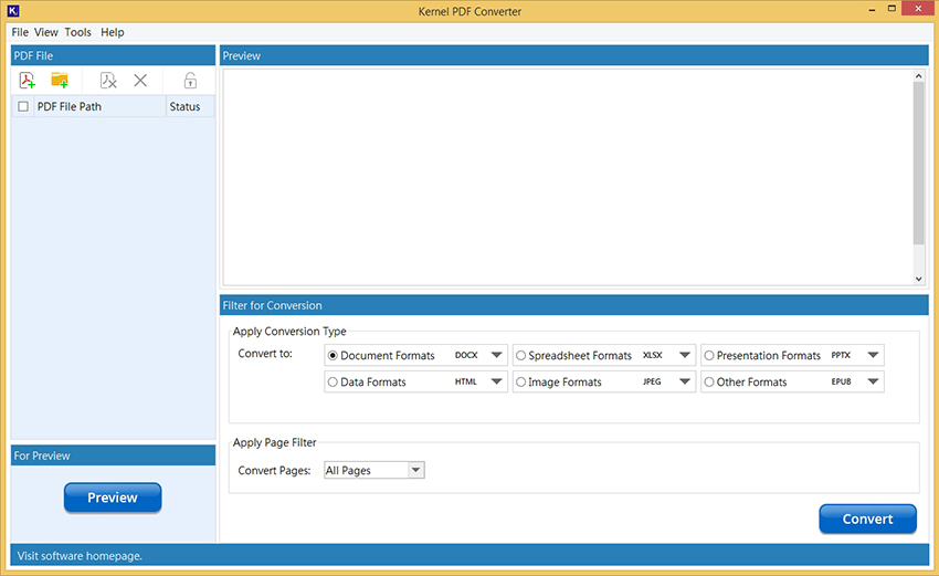 Kernel PDF Converter software - Home Page