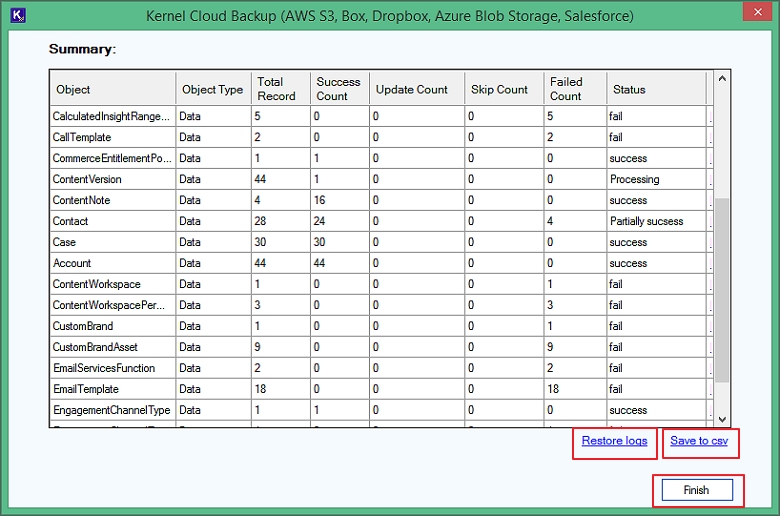 Check Restore logs and Save to CSV file